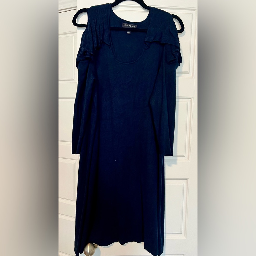 Lane Bryant Cold Shoulder Ruffle Sweater Dress Size 18/20